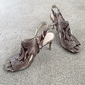 Cole Haan Darcy Open Toe Snake Print Heels 7.5